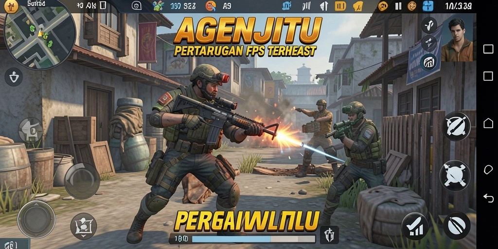 Tampilan gameplay seru dalam AGENJITU dengan aksi FPS yang mendebarkan.
