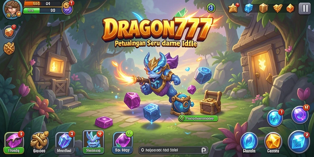 Tampilan gameplay DRAGON777 yang menampilkan aksi naga dalam mode Idle.