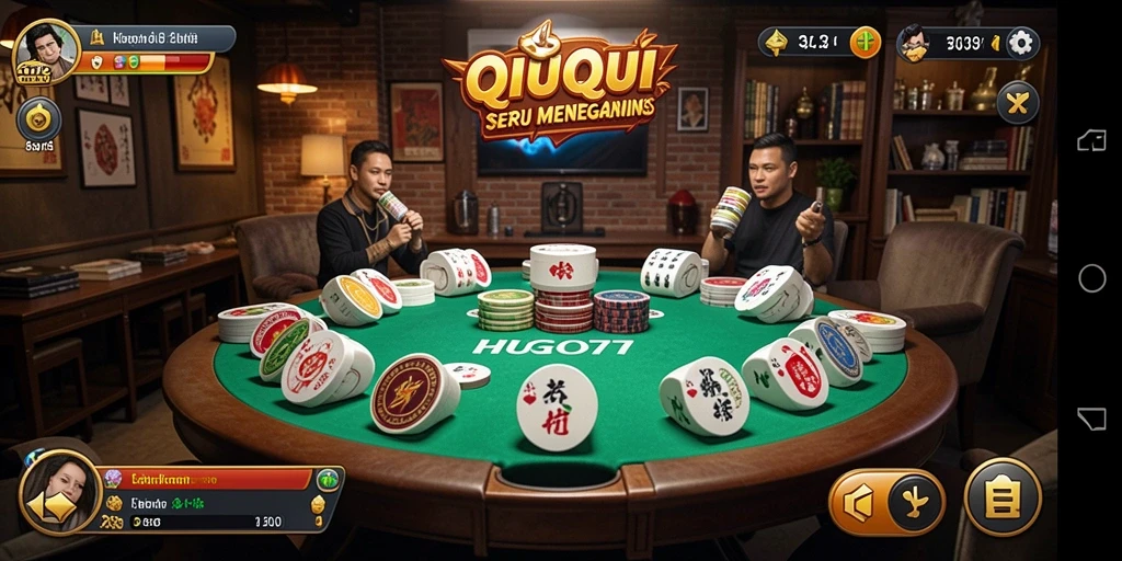 Screenshot gameplay seru dari HUGO77 yang menampilkan aksi QiuQiu.