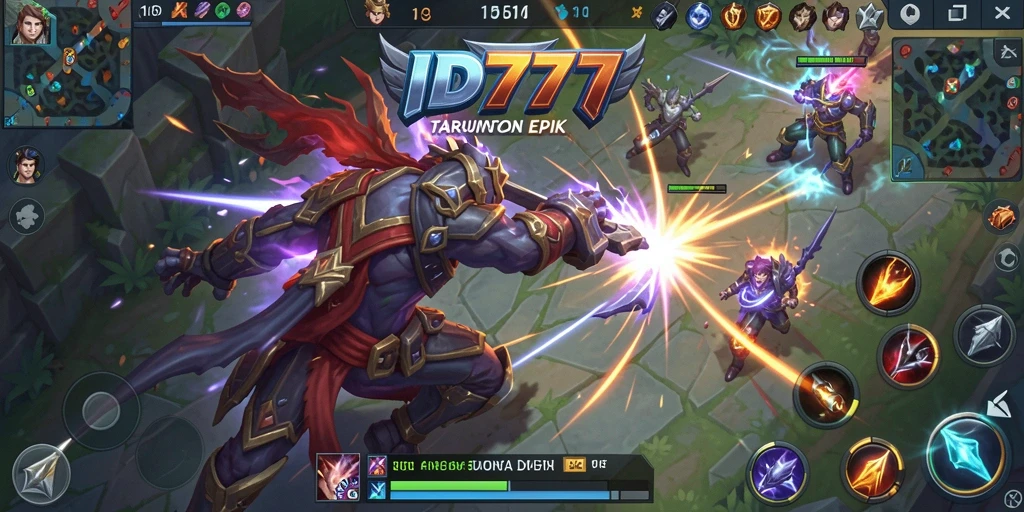 Skrinsut gameplay ID777 menampilkan pertarungan seru antar karakter.