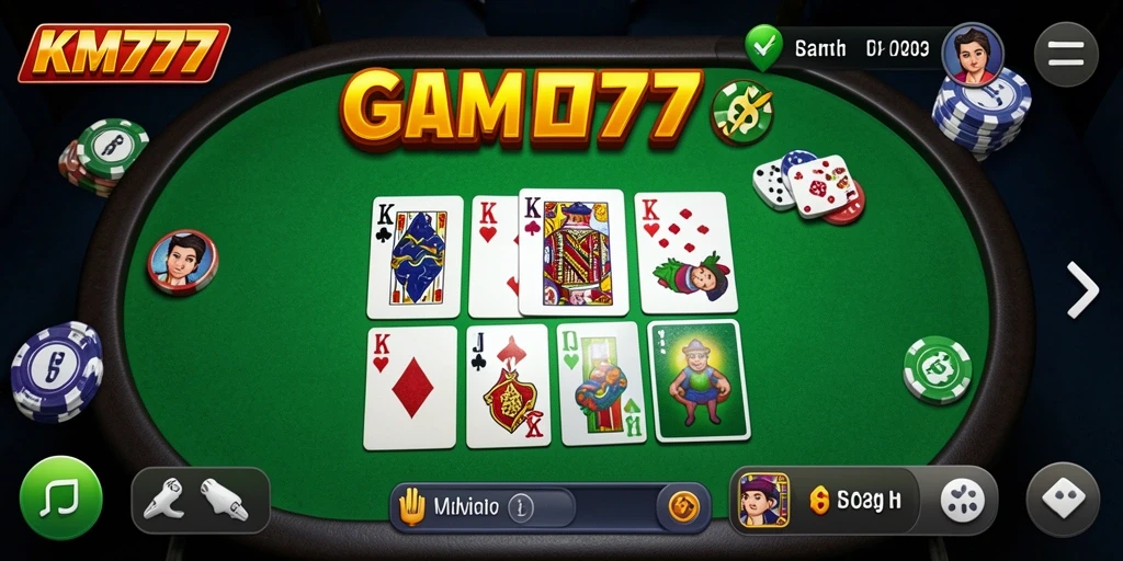 Screenshot gameplay KM777 yang menunjukkan suasana seru saat bermain Domino.