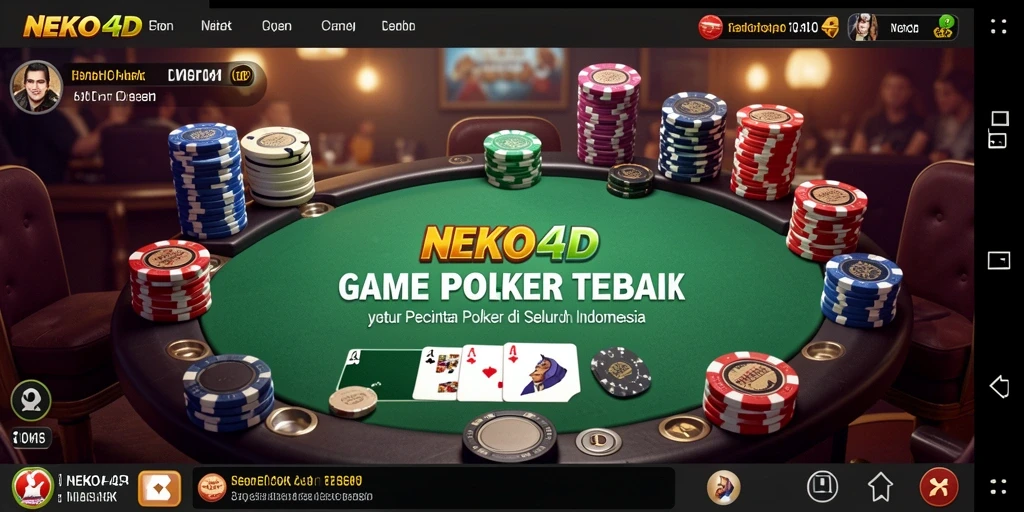 Gambaran gameplay seru di NEKO4D dengan suasana Poker yang menegangkan.