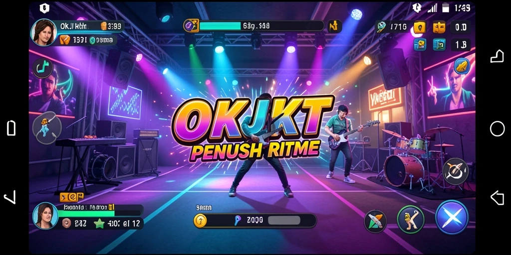 Tampilan gameplay OKJKT dengan pemain menikmati musik.