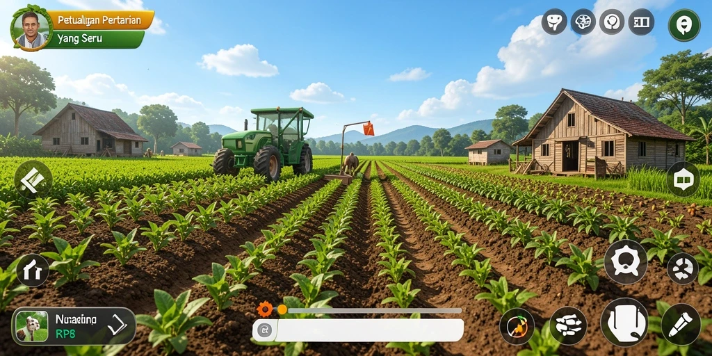 Screenshot gameplay RP8 menampilkan aktivitas bertani yang seru.