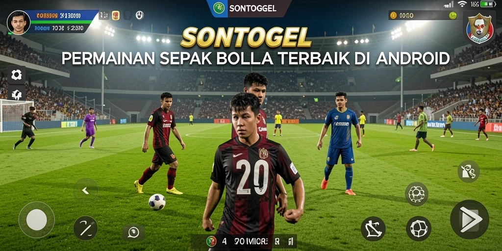 Screenshot gameplay SONTOGEL menampilkan aksi intens di lapangan sepak bola.