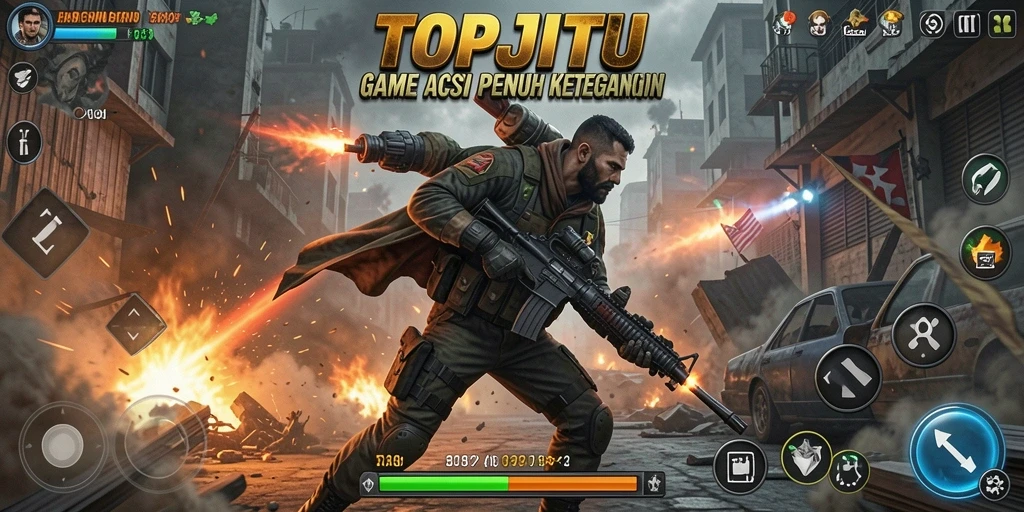 Gameplay mendebarkan di dunia TOPJITU yang penuh aksi.
