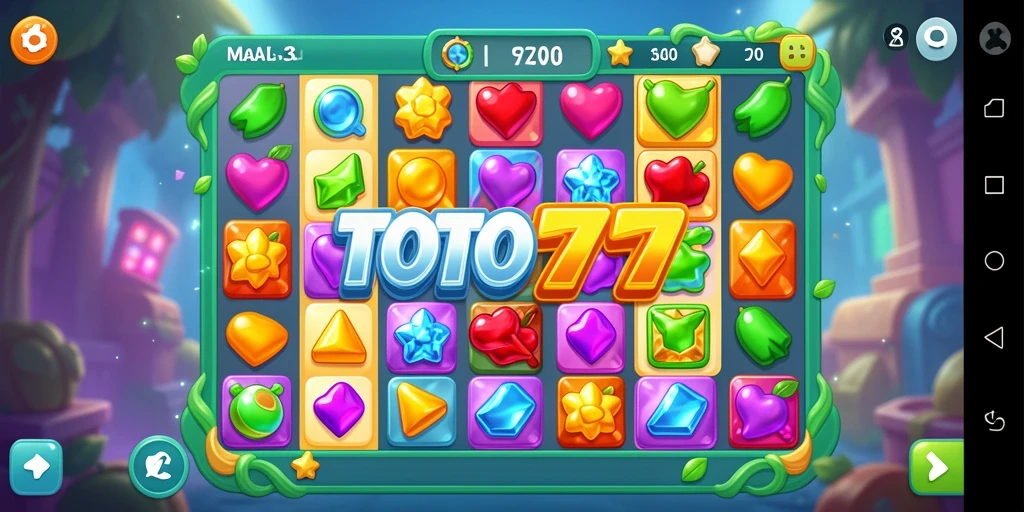 Screenshot gameplay TOTO777 menampilkan momen seru dalam permainan Match-3.