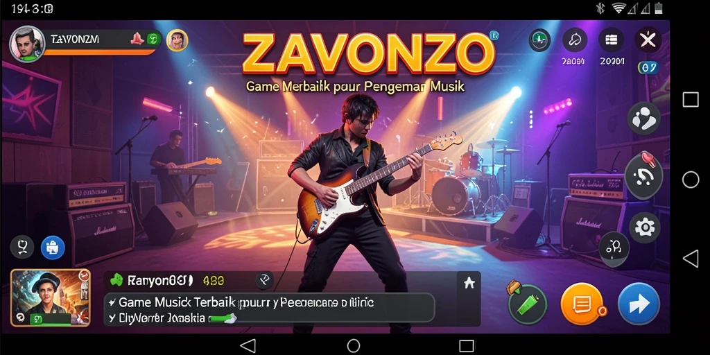 Tampilan gameplay interaktif dan menarik di ZAVONZO dengan musik yang beragam.